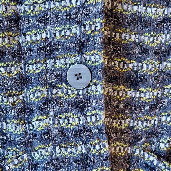 ST. JOHN Black Grey Silver Yellow Green Metallic Buttons Blazer Jacket 2 USA - Picture 4 of 12